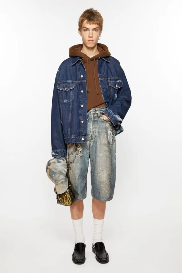 Acne Studios Loose Fit Shorts Mid Blue Men Shorts