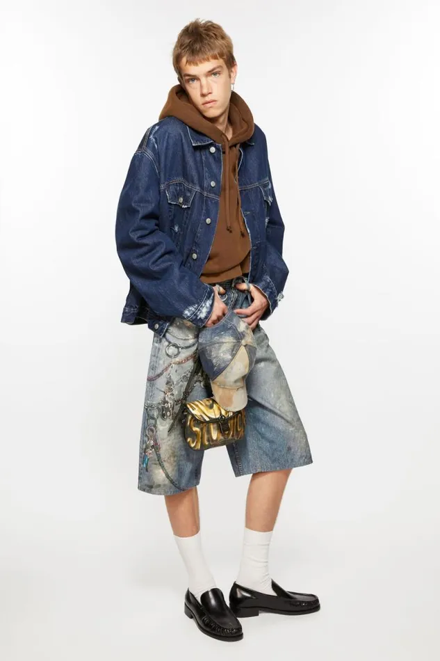 Acne Studios Loose Fit Shorts Mid Blue Men Shorts