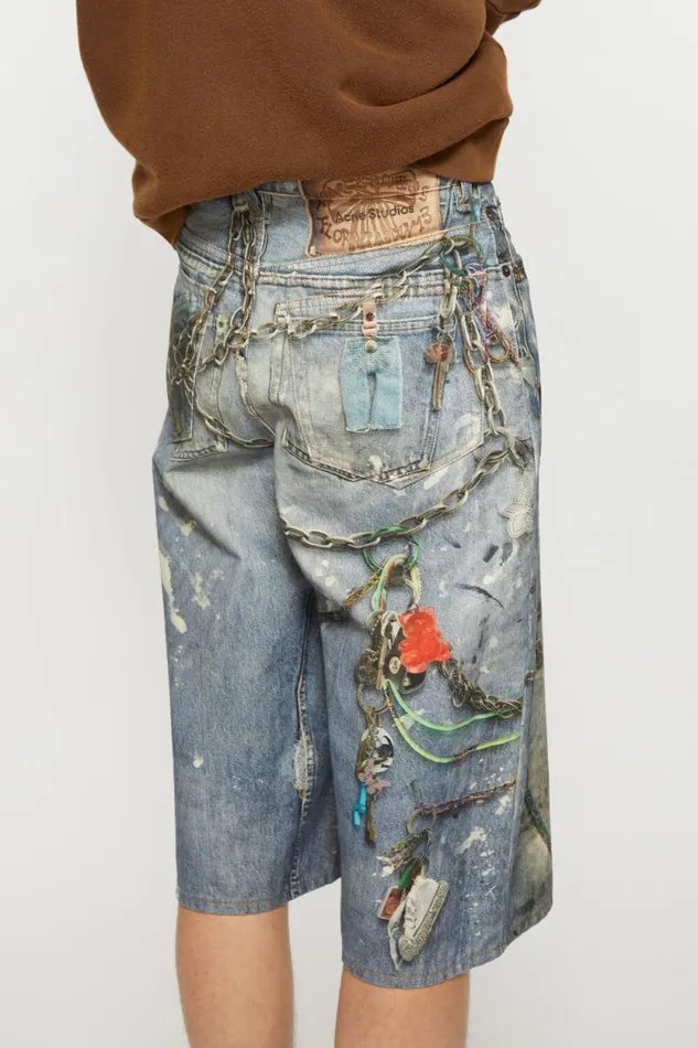Acne Studios Loose Fit Shorts Mid Blue Men Shorts