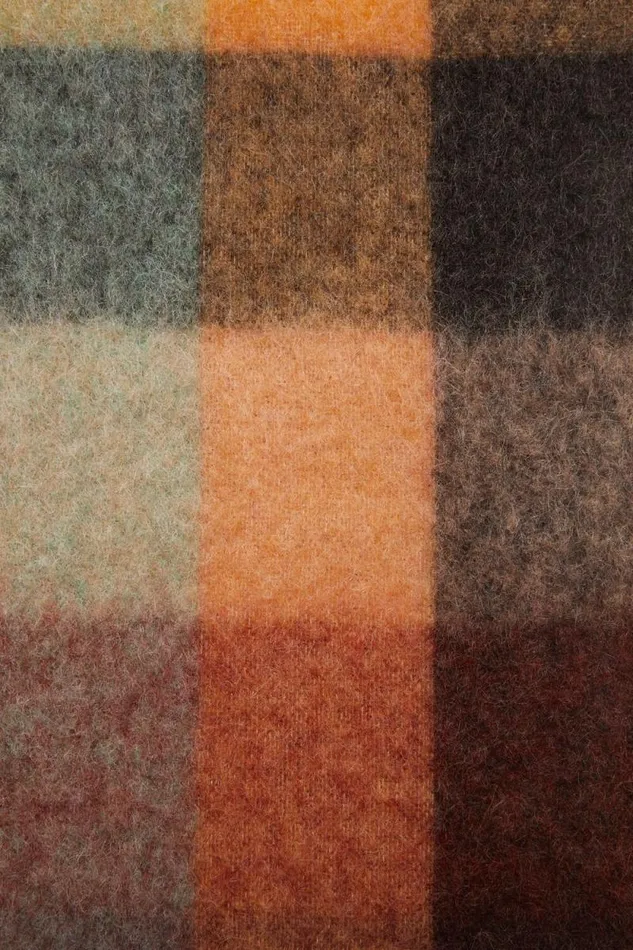 Acne Studios Mohair Checked Scarf Chestnut Brownyellowgreen Women Scarves