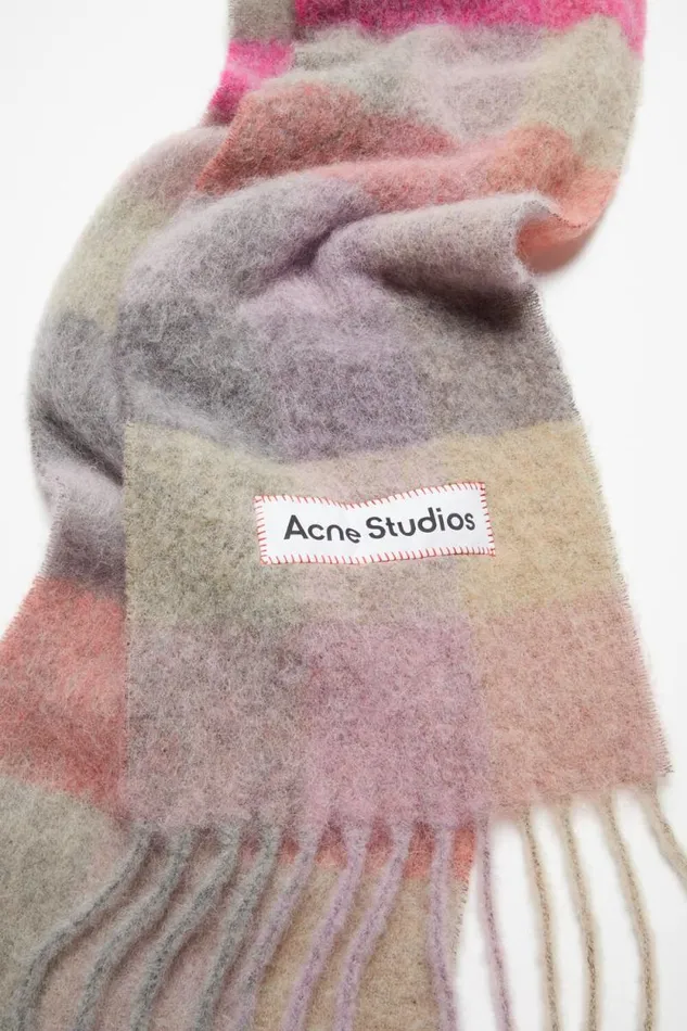 Acne Studios Mohair Checked Scarf Fuchsialilacpink Men Scarves