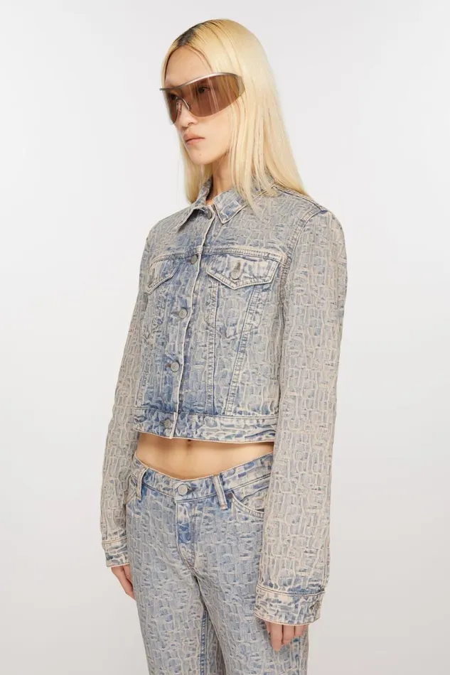 Acne Studios Monogram Denim Jacket 8211 Fitted Fit Bluebeige Women Outerwear Acne Studios Monogram Denim Jacket 8211 Fitted Fit Bluebeige Women Outerwear