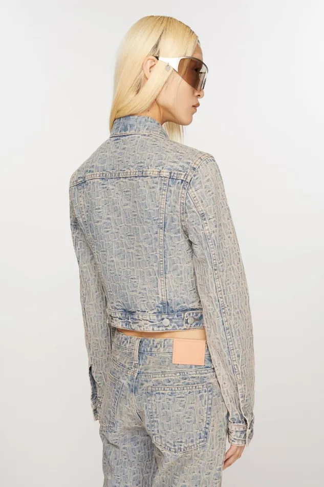 Acne Studios Monogram Denim Jacket 8211 Fitted Fit Bluebeige Women Outerwear Acne Studios Monogram Denim Jacket 8211 Fitted Fit Bluebeige Women Outerwear