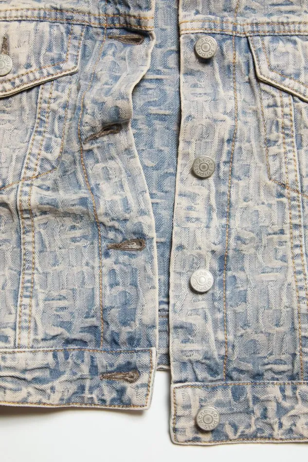 Acne Studios Monogram Denim Jacket 8211 Fitted Fit Bluebeige Women Outerwear Acne Studios Monogram Denim Jacket 8211 Fitted Fit Bluebeige Women Outerwear