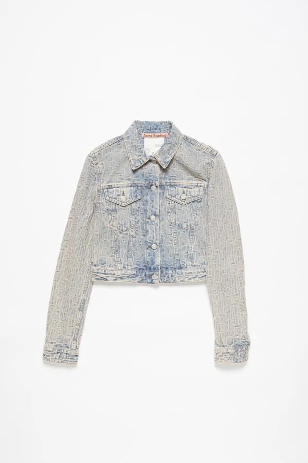 Acne Studios Monogram Denim Jacket 8211 Fitted Fit Bluebeige Women Outerwear Acne Studios Monogram Denim Jacket 8211 Fitted Fit Bluebeige Women Outerwear