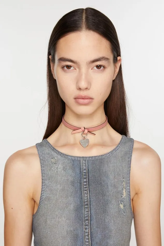 Acne Studios Musubi Charm Necklace Salmon Pink Women Jewellery