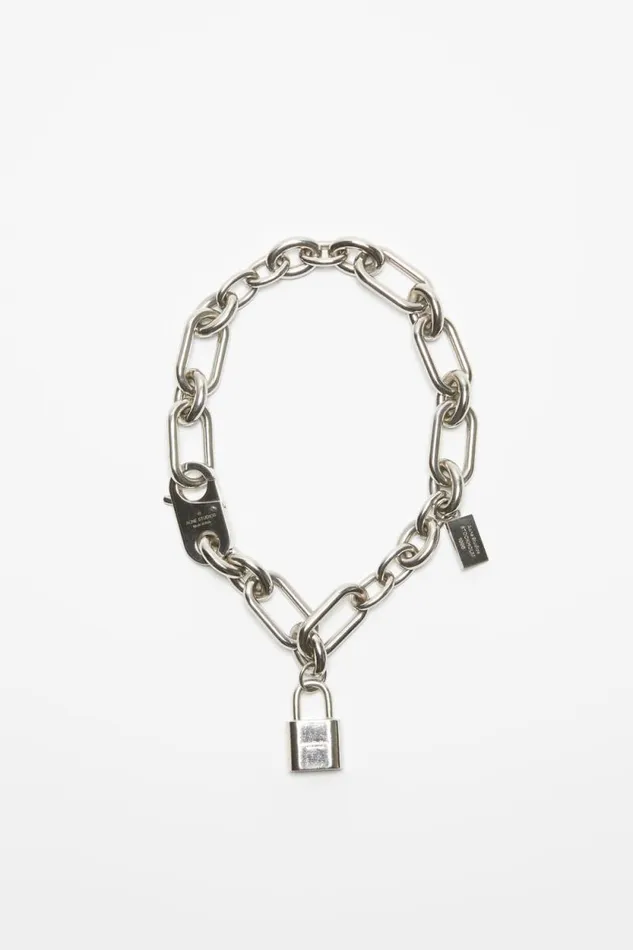 Acne Studios Padlock Chain Necklace Silver Men Jewellery