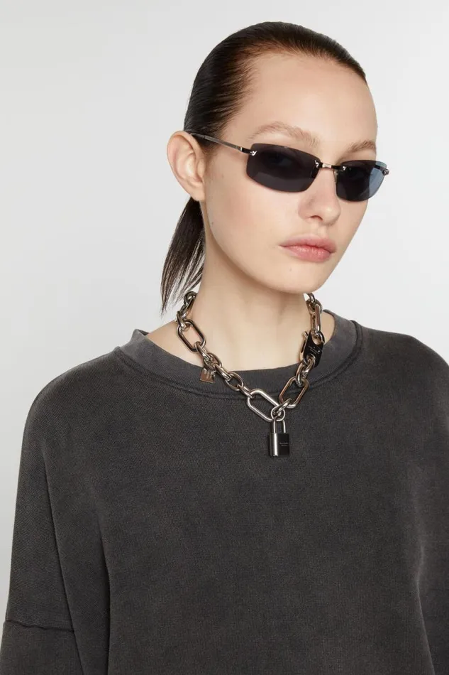 Acne Studios Padlock Chain Necklace Silver Men Jewellery Acne Studios Padlock Chain Necklace Silver Men Jewellery