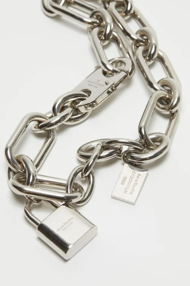 Acne Studios Padlock Chain Necklace Silver Men Jewellery Acne Studios Padlock Chain Necklace Silver Men Jewellery