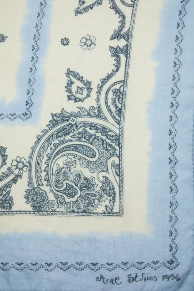 Acne Studios Print Light Wool Scarf Dusty Beigelight Blue Women Scarves Acne Studios Print Light Wool Scarf Dusty Beigelight Blue Women Scarves