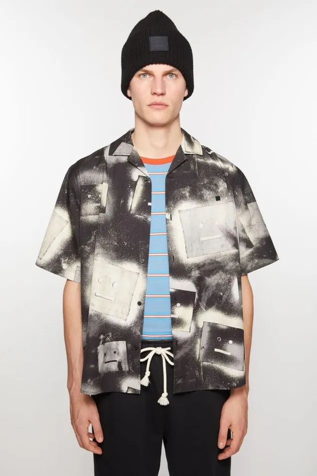 Acne Studios Printed Buttonup Shirt Blackwhite Women Shirts and Blouses