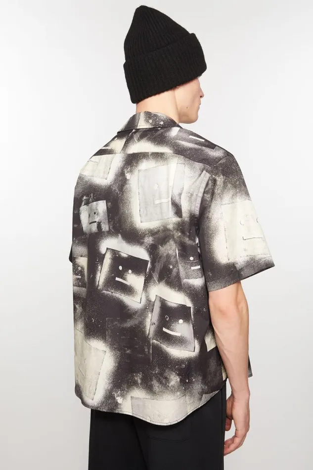 Acne Studios Printed Buttonup Shirt Blackwhite Women Shirts and Blouses