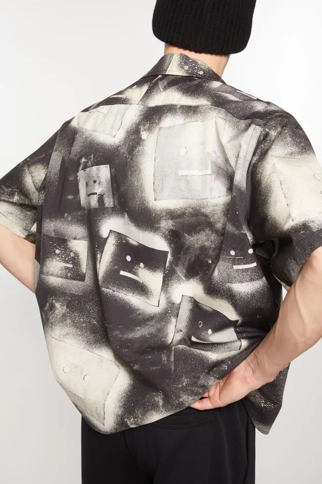 Acne Studios Printed Buttonup Shirt Blackwhite Women Shirts and Blouses