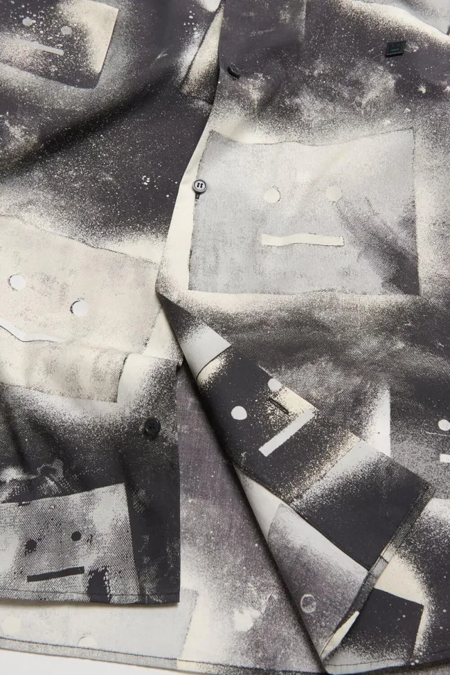 Acne Studios Printed Buttonup Shirt Blackwhite Women Shirts and Blouses