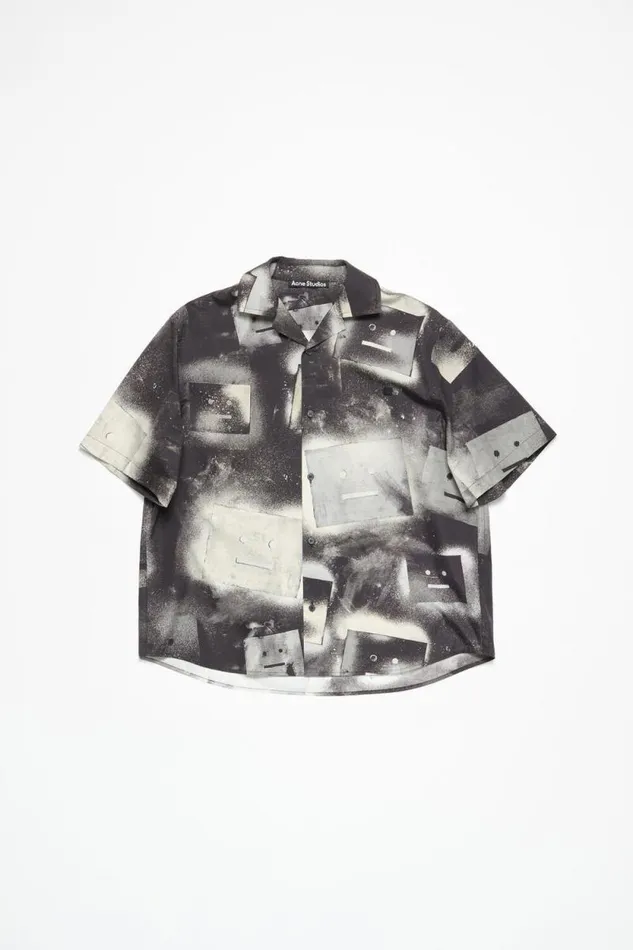 Acne Studios Printed Buttonup Shirt Blackwhite Women Shirts and Blouses
