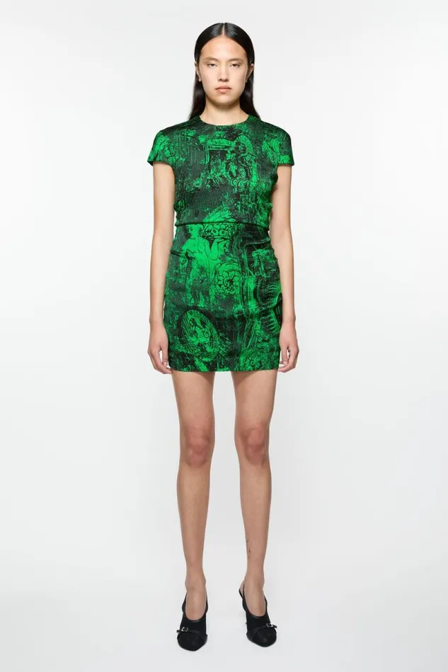 Acne Studios Printed Dress Green Women Dresses