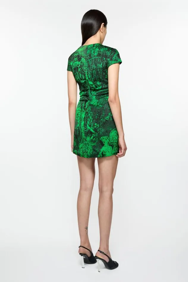 Acne Studios Printed Dress Green Women Dresses Acne Studios Printed Dress Green Women Dresses