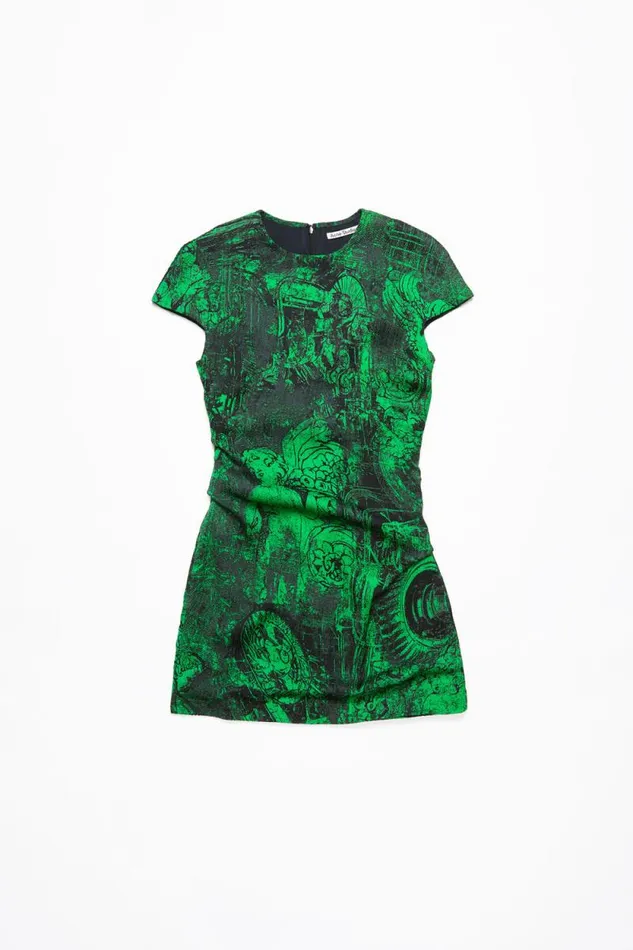 Acne Studios Printed Dress Green Women Dresses Acne Studios Printed Dress Green Women Dresses