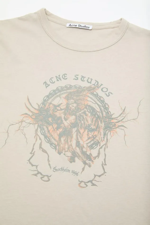 Acne Studios Printed Tshirt 8211 Fitted Fit Faded Grey Women Tshirts