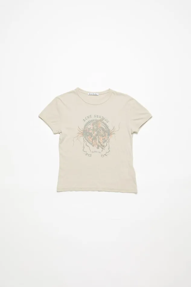 Acne Studios Printed Tshirt 8211 Fitted Fit Faded Grey Women Tshirts