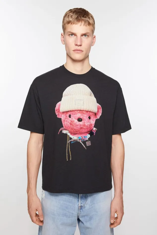 Acne Studios Printed Tshirt 8211 Relaxed Fit Black Men Tshirts