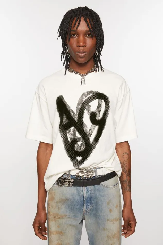 Acne Studios Printed Tshirt Optic White Men Tshirts