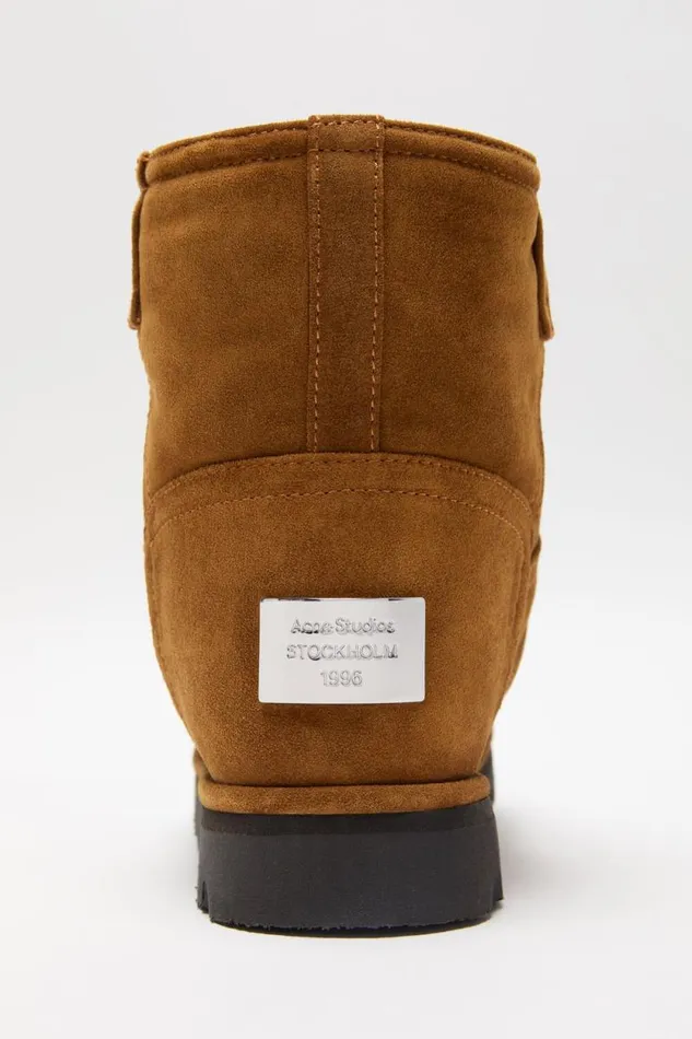 Acne Studios Shearling Leather Boots Tobacco Brown Women Shoes