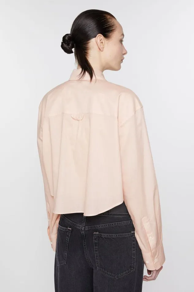 Acne Studios Shirt Logo Embroidery Dusty Pink Women Shirts and Blouses