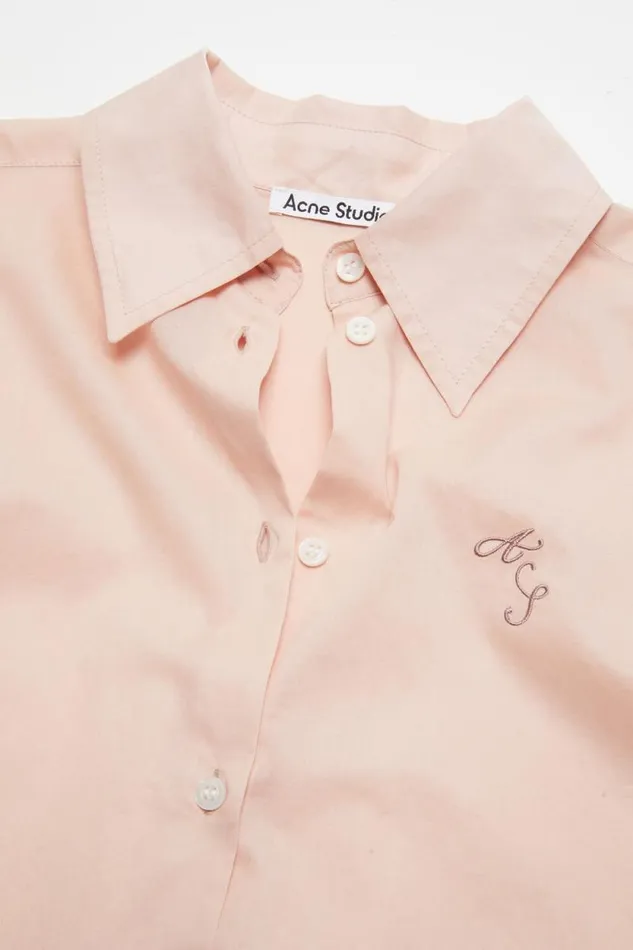 Acne Studios Shirt Logo Embroidery Dusty Pink Women Shirts and Blouses