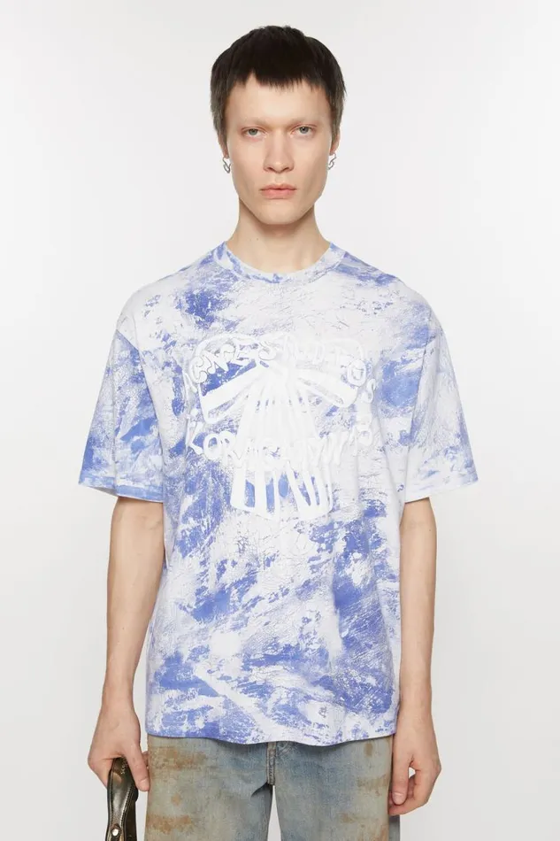 Acne Studios Tshirt Plaster Print Faded Blue Men Tshirts