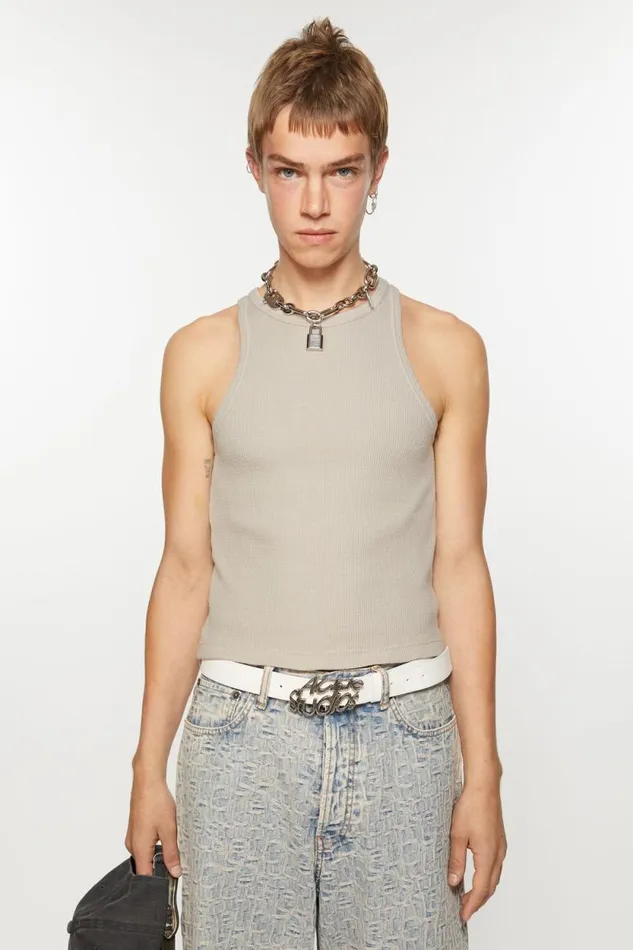 Acne Studios Tank Top 8211 Fitted Unisex Fit Bright Grey Women Tshirts