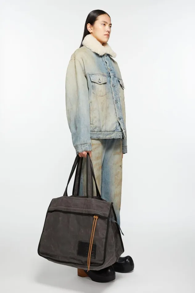 Acne Studios Tote Bag Greyblack Men Bags Acne Studios Tote Bag Greyblack Men Bags
