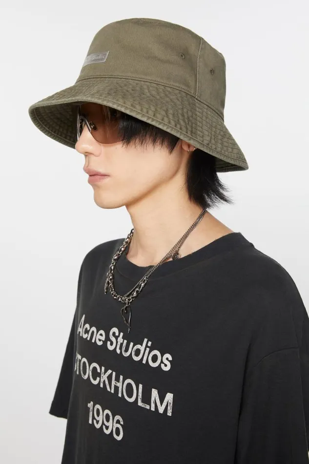 Acne Studios Twill Bucket Hat Khaki Green Men Hats Acne Studios Twill Bucket Hat Khaki Green Men Hats