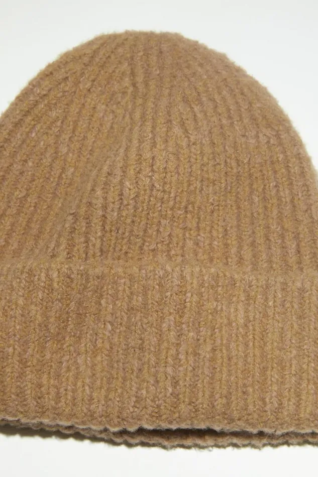 Acne Studios Wool Blend Beanie Camel Brown Men Hats Acne Studios Wool Blend Beanie Camel Brown Men Hats