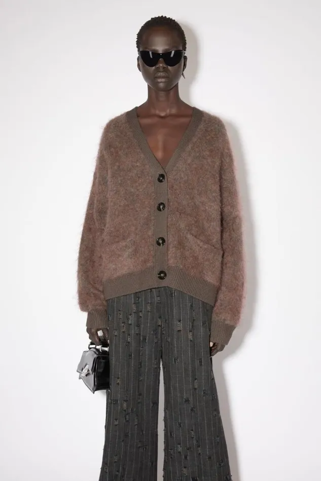 Acne Studios Wool Mohair Cardigan Brownblue Mlange Women Knitwear