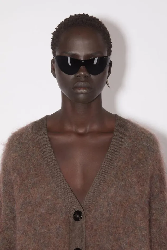 Acne Studios Wool Mohair Cardigan Brownblue Mlange Women Knitwear