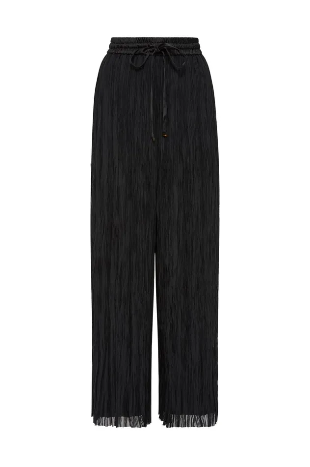 Aeriel Pleated Palazzo Pant Black Women Aje Pants