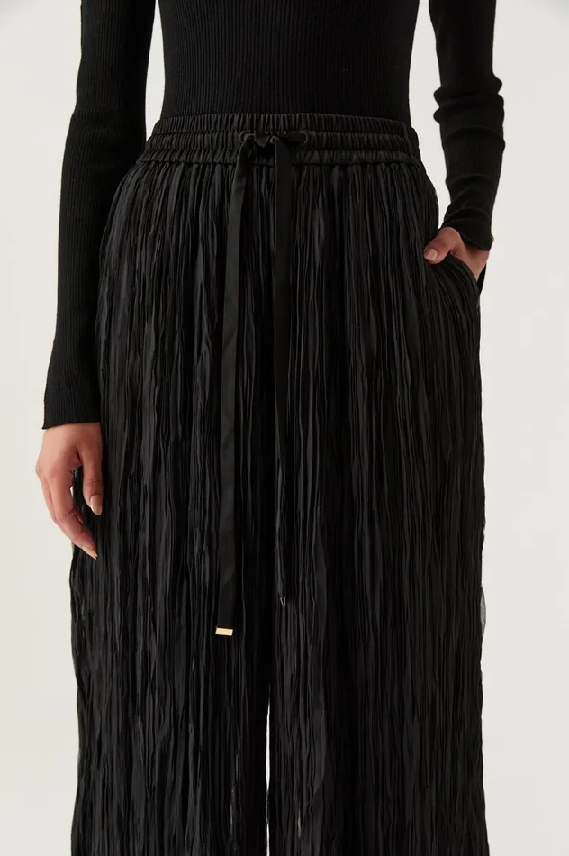 Aeriel Pleated Palazzo Pant Black Women Aje Pants