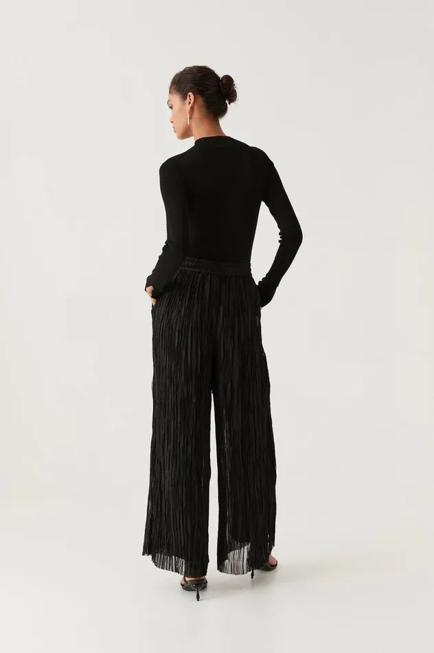 Aeriel Pleated Palazzo Pant Black Women Aje Pants