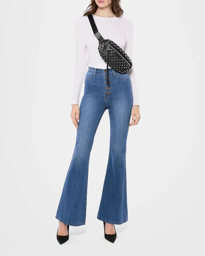 Aimee Kestenberg Bum Bags and Belt Bags Women Milan Novelty Bum Bag Black With Disco Studs