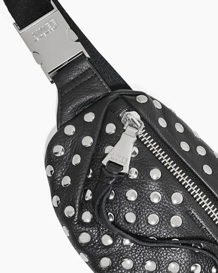 Aimee Kestenberg Bum Bags and Belt Bags Women Milan Novelty Bum Bag Black With Disco Studs