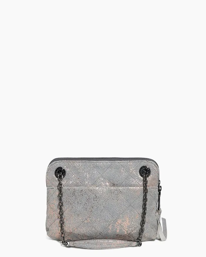 Aimee Kestenberg Crossbody Bags Women Maven Quilted Double Crossbody Rose Gold Distressed Denim