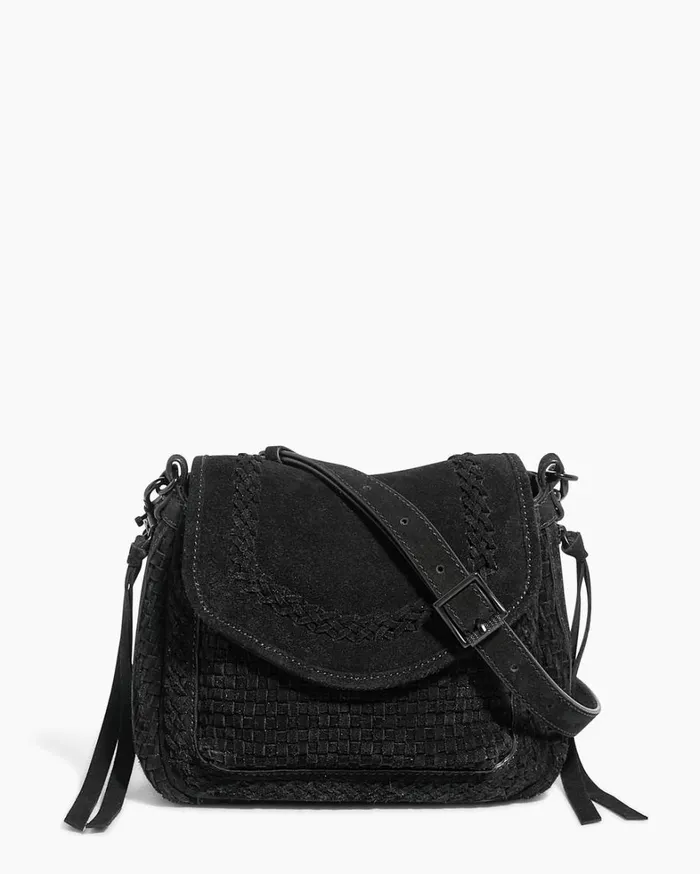 Aimee Kestenberg Crossbody Bags Women Woven All For Love Mini Crossbody Black Suede