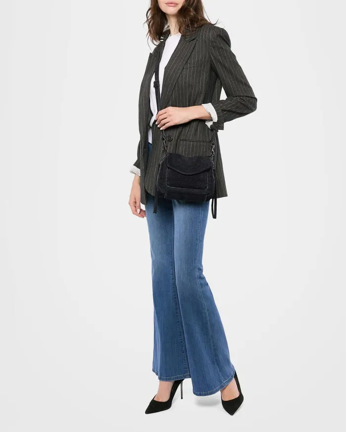 Aimee Kestenberg Crossbody Bags Women Woven All For Love Mini Crossbody Black Suede