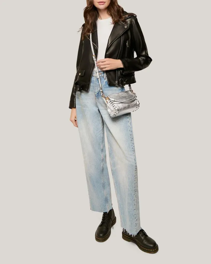 Aimee Kestenberg Crossbody Bags Women Zen Mini Crossbody Silver Pebble Metallic