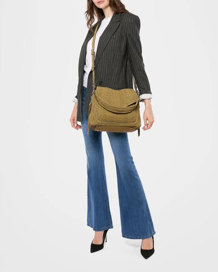 Aimee Kestenberg Satchels Women Woven All For Love Convertible Shoulder Soft Olive Suede