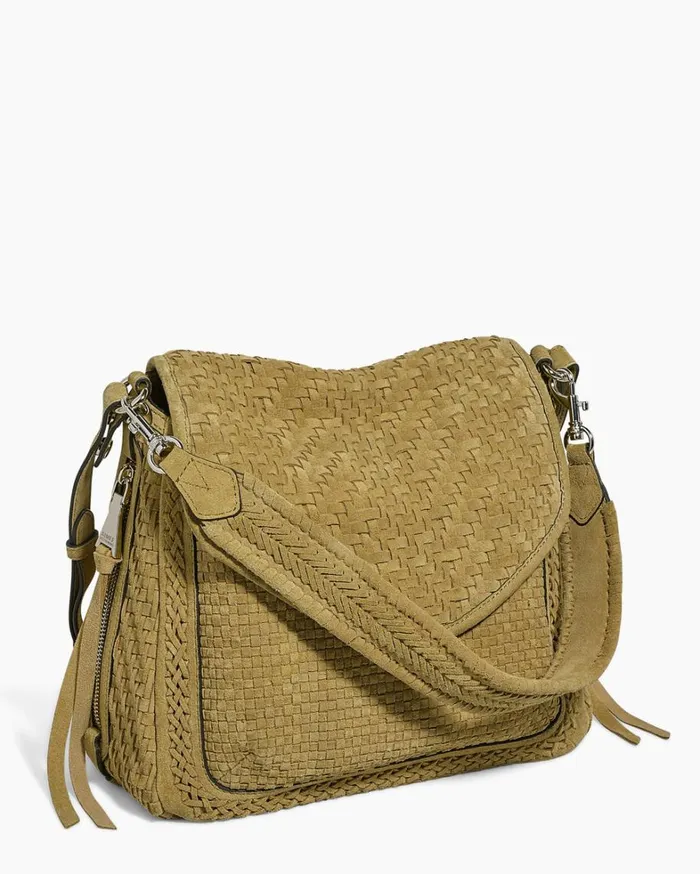 Aimee Kestenberg Satchels Women Woven All For Love Convertible Shoulder Soft Olive Suede