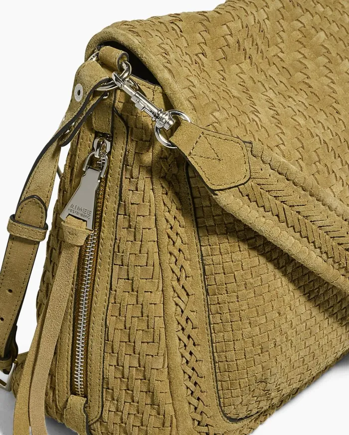 Aimee Kestenberg Satchels Women Woven All For Love Convertible Shoulder Soft Olive Suede