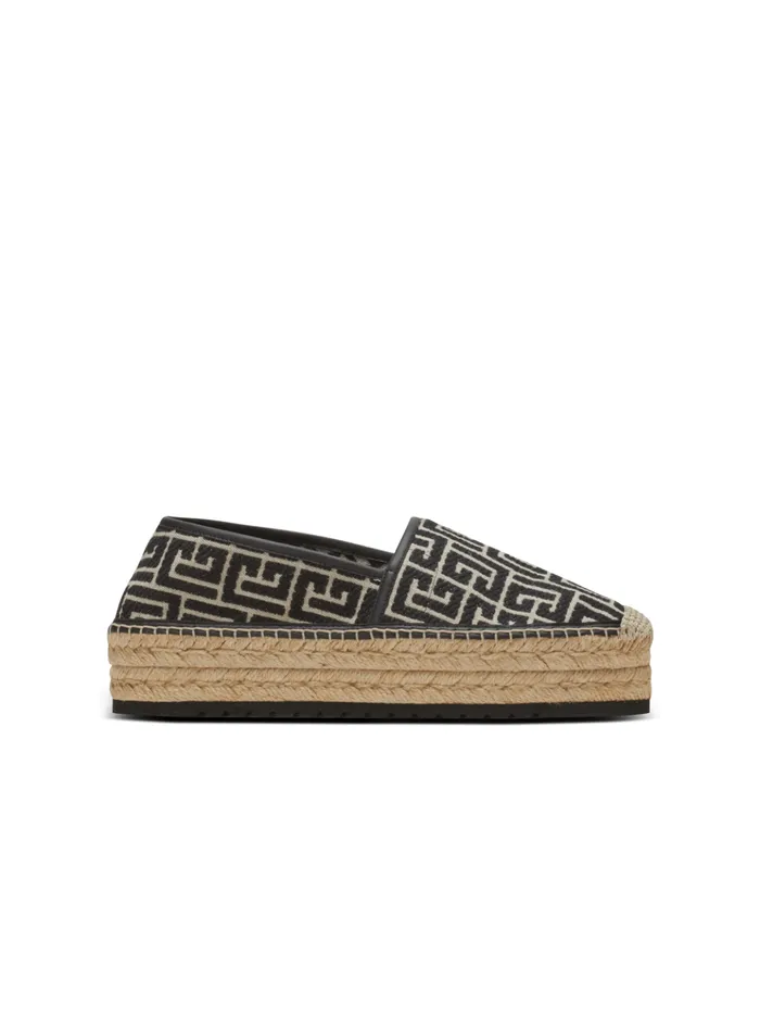 Alex Espadrilles With Jacquard Monogram Black Men Balmain Sandals