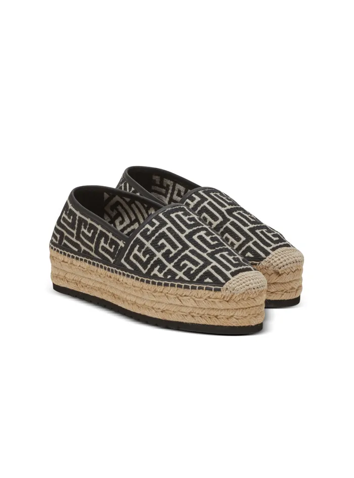 Alex Espadrilles With Jacquard Monogram Black Men Balmain Sandals